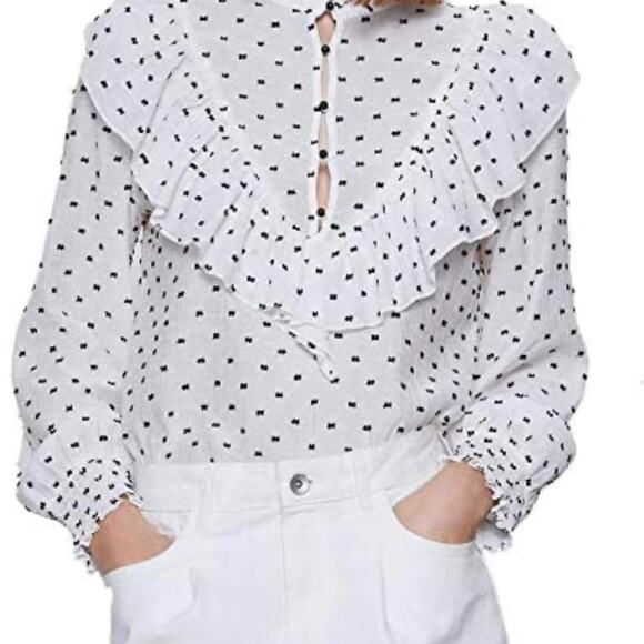 Zara Swiss dot blouse BLOGGERS FAVORITE size XS - Picture 1 of 9